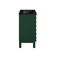 Swiss Madison 24" Freestanding Bathroom Vanity in Green Oak, Black 3-Hole Widespread Sink Top