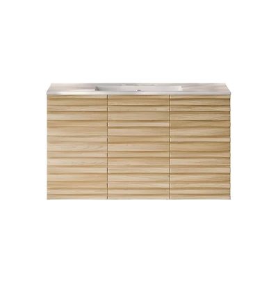 Swiss Madison 36"'Wall-Mounted Bathroom Vanity in Natural Oak with 3-Hole Widespread Sink Top