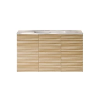 Swiss Madison 36"'Wall-Mounted Bathroom Vanity in Natural Oak with 3-Hole Widespread Sink Top