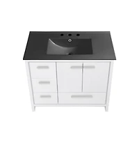 Swiss Madison Virage 36 in. White Bathroom Vanity With Black, 3-Hole Ceramic Sink Top
