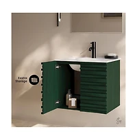Swiss Madison Cascade 24" Wall-Mounted Bathroom Vanity in Green Oak with Sink Top