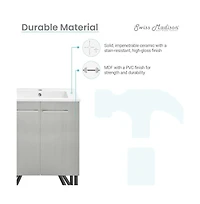 Swiss MadisonAnnecy 24" Freestanding Bathroom Vanity in Gray with Sink Top