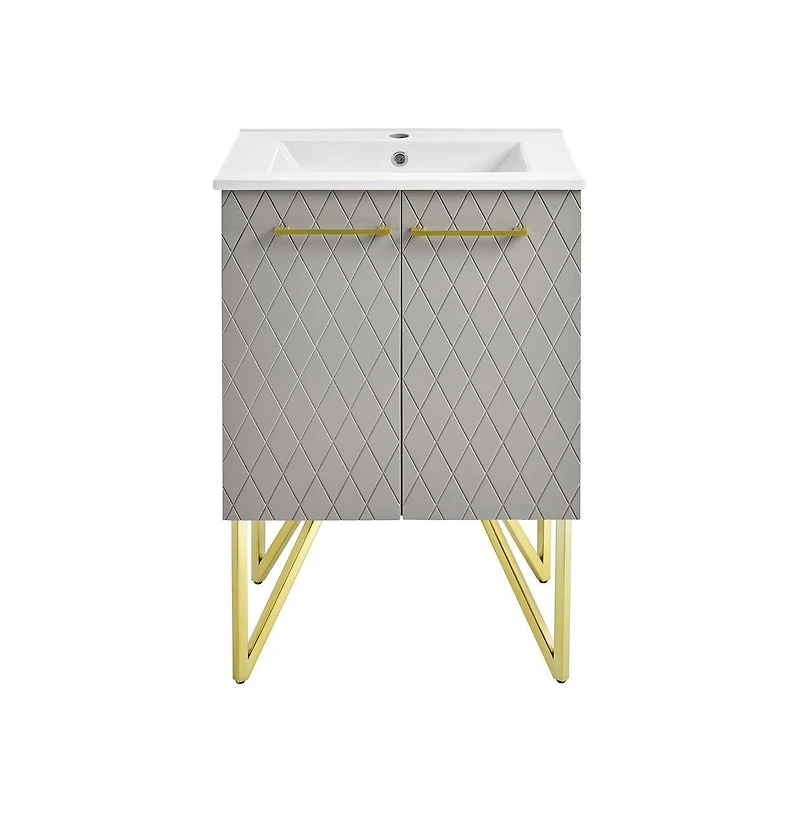 Annecy 24" Freestanding Bathroom Vanity in Diamond Gray with Sink Top