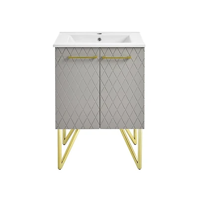 Annecy 24" Freestanding Bathroom Vanity in Diamond Gray with Sink Top
