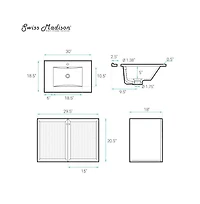 Swiss Madison 30" Wall-Mounted Bathroom Vanity in Black Oak with Single Faucet Hole Vanity Top