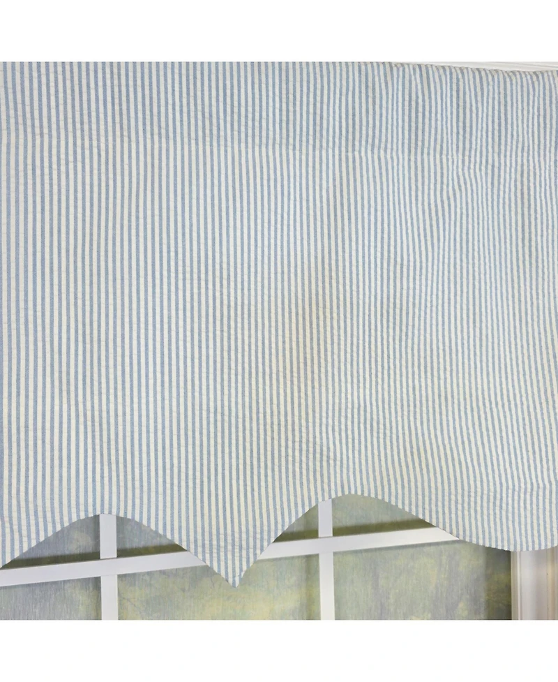 Rlf Home 100% Cotton Seersucker Regal With Poly/Cotton Ivory lining Rod Pocket Valance 50" x 16" Blue