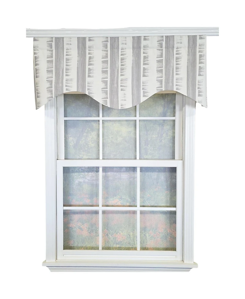 Rlf Home 100% Cotton Jaspeado Cornice With Poly/Cotton Ivory lining Rod Pocket Valance 50" x 17" Gray