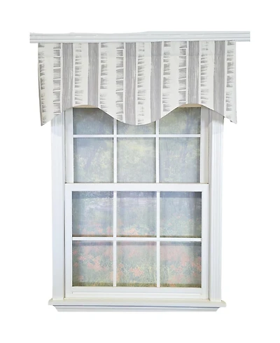 Rlf Home 100% Cotton Jaspeado Cornice With Poly/Cotton Ivory lining Rod Pocket Valance 50" x 17" Gray