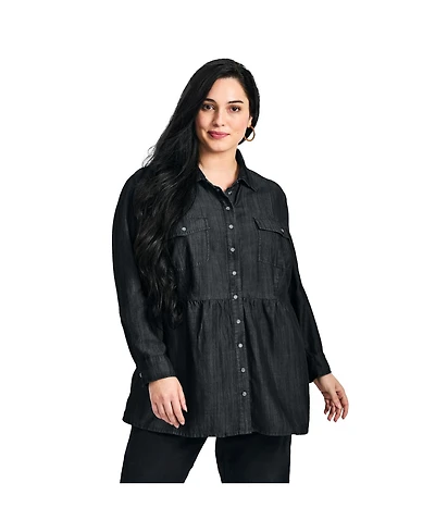 Avenue Women's Denim Tiered Shirt