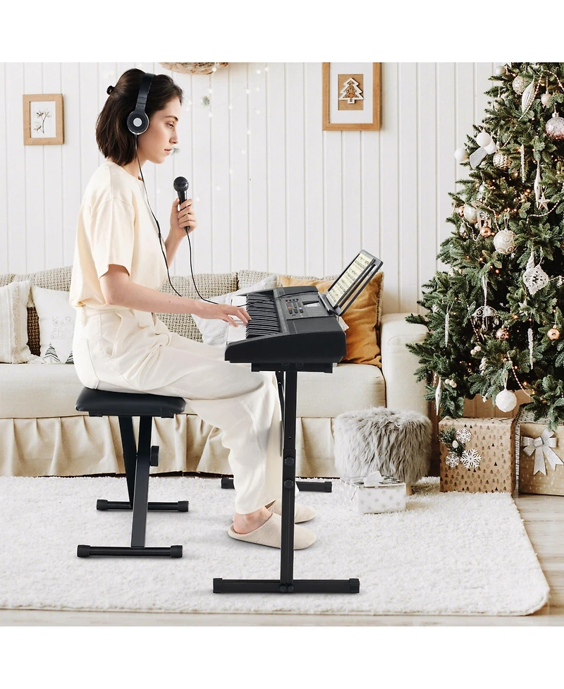 Mecale 61-Key Portable Electronic Keyboard Piano with Stand and Stool