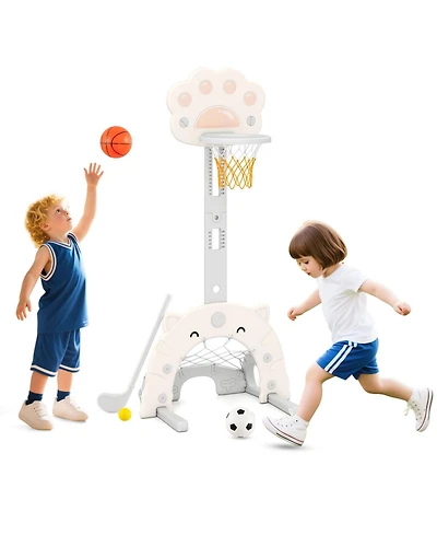 3 in 1 Kids Basketball Hoop with Basketball and Foldable Rim