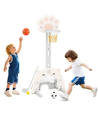 3 in 1 Kids Basketball Hoop with Basketball and Foldable Rim