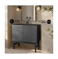 Swiss Madison Bosse 36" Freestanding Bathroom Vanity in Black Oak with Black Sink Top