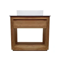 Swiss Madison 36" Reclaimed Wood Vanity, Walnut, Slate Countertop and Single Hole Vessel Sink