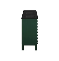 Swiss Madison 48" Freestanding Bathroom Vanity in Green Oak with Black Double Basin Sink Top