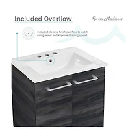 Swiss Madison Annecy 24 in. Black Walnut Bathroom Vanity With White, 3-Hole Ceramic Sink Top