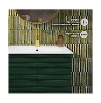 Cascade 24" Freestanding Bathroom Vanity in Green Oak with Sink Top