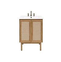 Swiss Madison 24" Freestanding Bathroom Vanity in Golden Oak with 3-Hole Centerset Sink Top