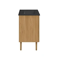 Swiss Madison Bron 24" Freestanding Bathroom Vanity in Golden Oak with Black Sink Top