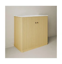 Swiss Madison 36" Freestanding Bathroom Vanity in Natural Oak with 3-Hole Widespread Sink Top