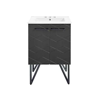 Annecy 24 in. Phantom Black Bathroom Vanity With White, 3-Hole Ceramic Sink Top