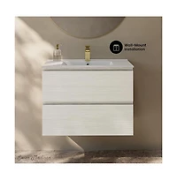 Swiss Madison Liberte 30" Wall-Mounted Bathroom Vanity in Oak with Sink Top