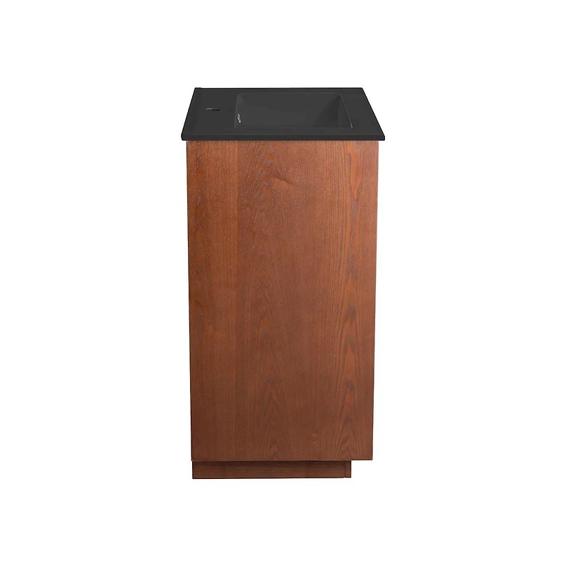 Daxton 24" Freestanding Bathroom Vanity in Brown Oak with Black Sink Top