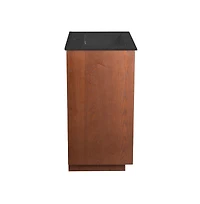 Daxton 24" Freestanding Bathroom Vanity in Brown Oak with Black Sink Top