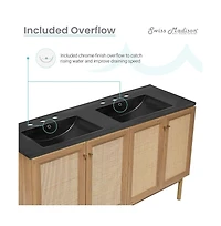 Swiss Madison60" Freestanding Bathroom Vanity, 3-Hole Widespread Double Basin Sink Top