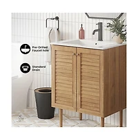 Bron 24" Freestanding Bathroom Vanity in Golden Oak with Sink Top