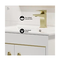 Swiss Madison Lumiere 24" Freestanding Bathroom Vanity in White with Sink Top