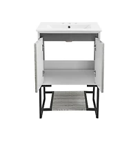 Swiss Madison Marseille 24 in. Gray Oak Bathroom Vanity With White, 3-Hole Ceramic Sink Top