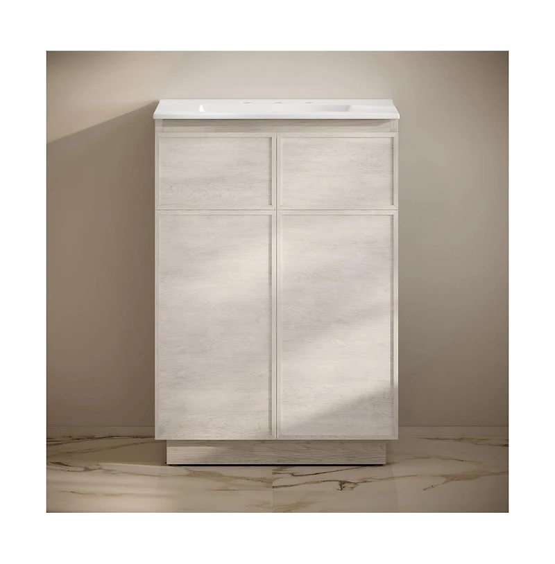 Swiss Madison 24" Freestanding Bathroom Vanity in Oak with 3-Hole Widespread Sink Top