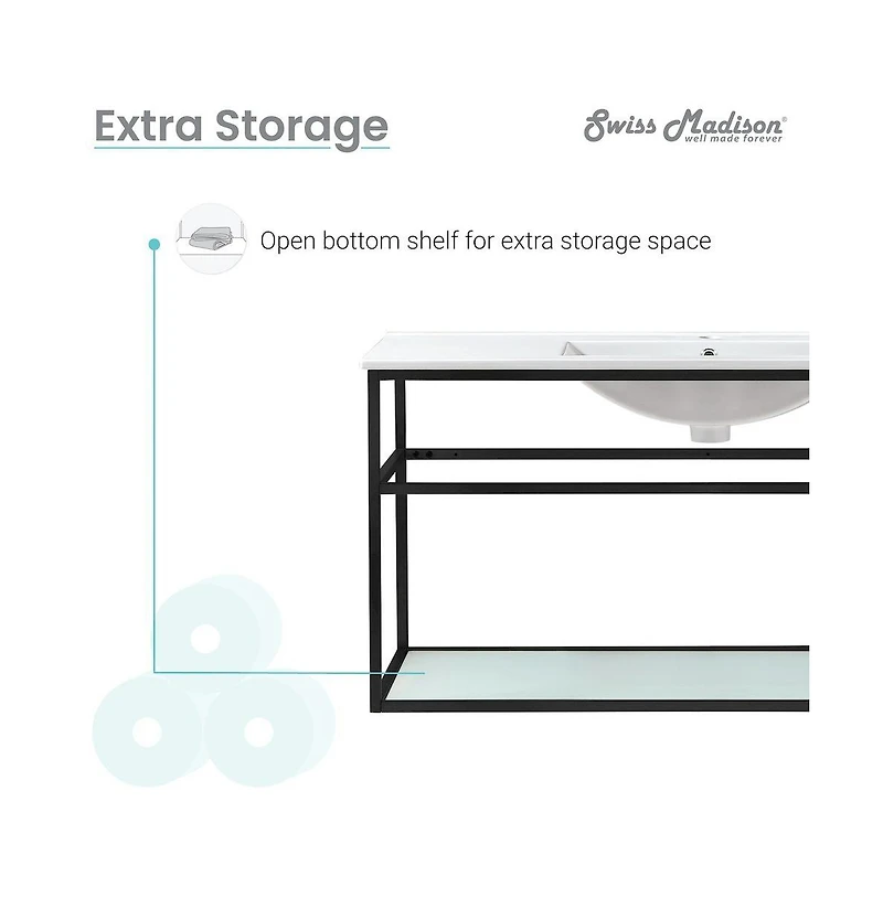 Swiss Madison Pierre Single, Metal Frame, Open Shelf