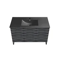 Swiss MadisonCascade 48 in. Black Oak Bathroom Vanity With Black Ceramic Sink Top