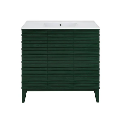 Swiss Madison Cascade 36" Freestanding Bathroom Vanity in Green Oak with Sink Top