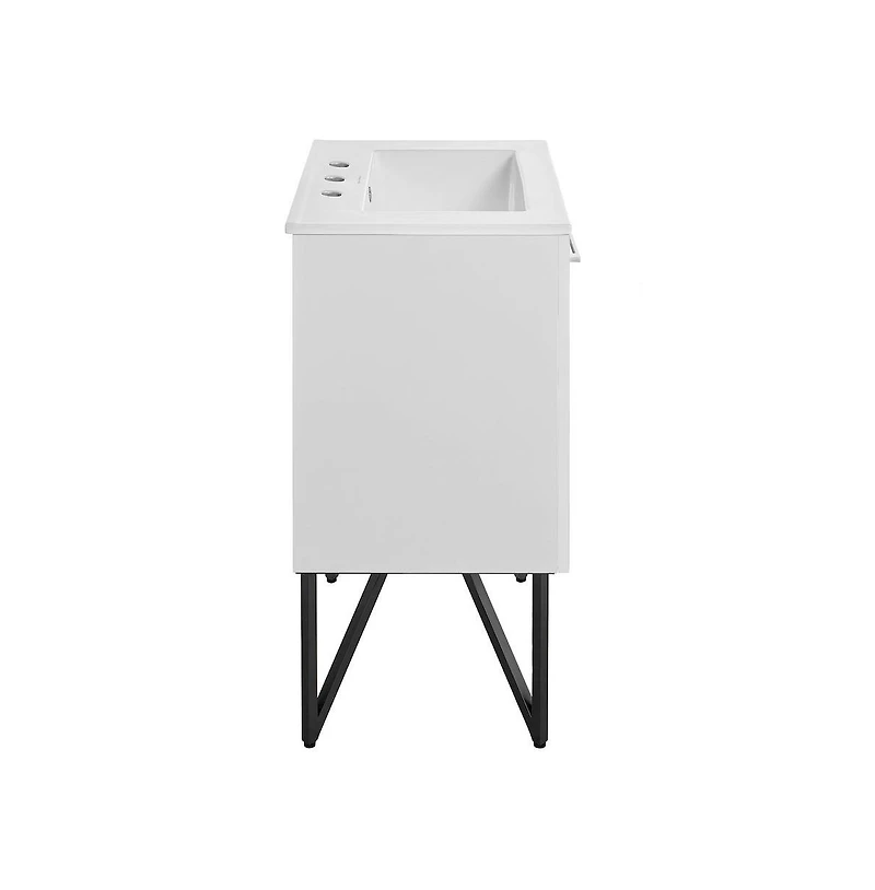 Swiss Madison Annecy 24 in. White Bathroom Vanity With White, 3-Hole Ceramic Sink Top