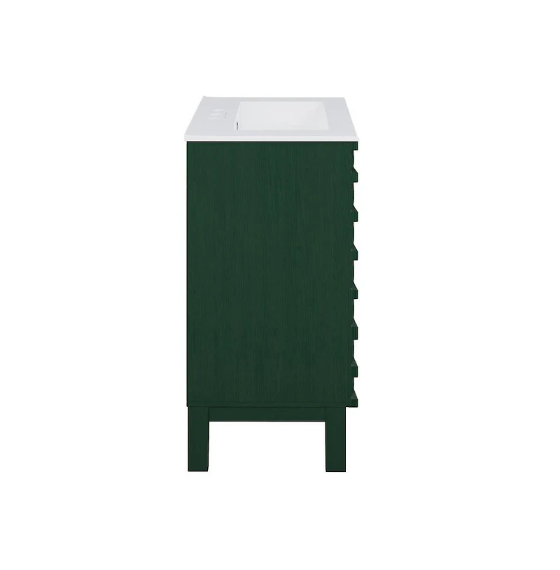 24" Freestanding Bathroom Vanity in Green Oak with 3-Hole Centerset Sink Top