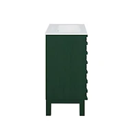 24" Freestanding Bathroom Vanity in Green Oak with 3-Hole Centerset Sink Top