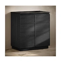 Swiss Madison36" Freestanding Bathroom Vanity in Black Oak, Black 3-Hole Widespread Sink Top