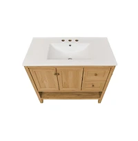 36" Freestanding Bathroom Vanity in Golden Oak with 3-Hole Widespread Sink Top