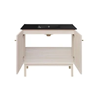 Swiss Madison Classe 36" Freestanding Bathroom Vanity in White Oak with Black Sink Top