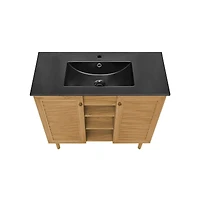 Swiss MadisonBron 36" Freestanding Bathroom Vanity in Golden Oak with Black Sink Top