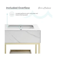 Swiss Madison Beau 24" Open Shelf Natural Oak Frame Freestanding Bathroom Vanity with Sink Top