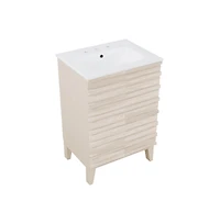 Swiss Madison Cascade 24 in. White Oak Bathroom Vanity With White, 3-Hole Ceramic Sink Top