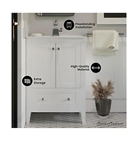 Swiss Madison Cannes 24" Freestanding Bathroom Vanity in White with Sink Top
