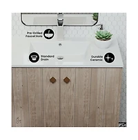 Swiss Madison Eclair 36" Freestanding Bathroom Vanity in Gray Oak with Sink Top