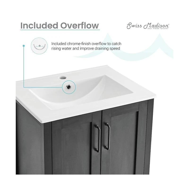 Avallon 24" Freestanding Bathroom Vanity in Black with Sink Top