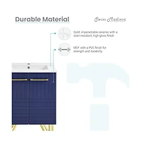 Swiss Madison Annecy 24" Freestanding Bathroom Vanity in Granger Blue with Sink Top