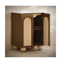 Swiss Madison 24" Freestanding Bathroom Vanity in Brown Oak with 3-Hole Widespread Sink Top